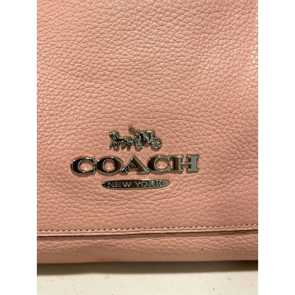 Coach Emma Leather Pink Pebbled Shoulder Tote Bag